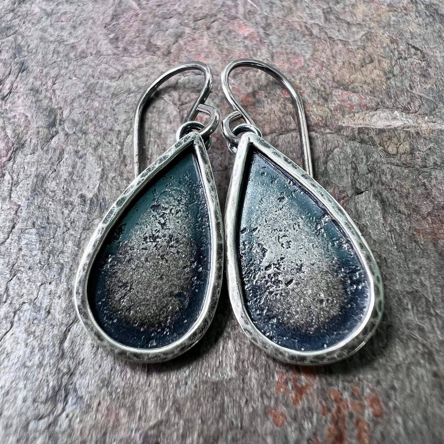 Sterling Silver Textured Teardrop Earrings