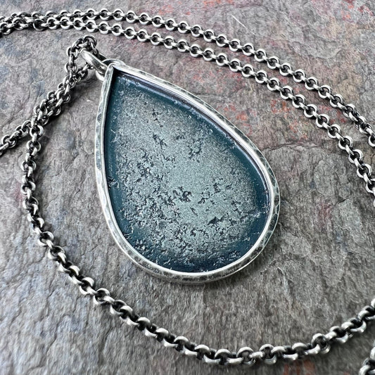 Sterling Silver Textured Teardrop Necklace - Available in 2 Sizes