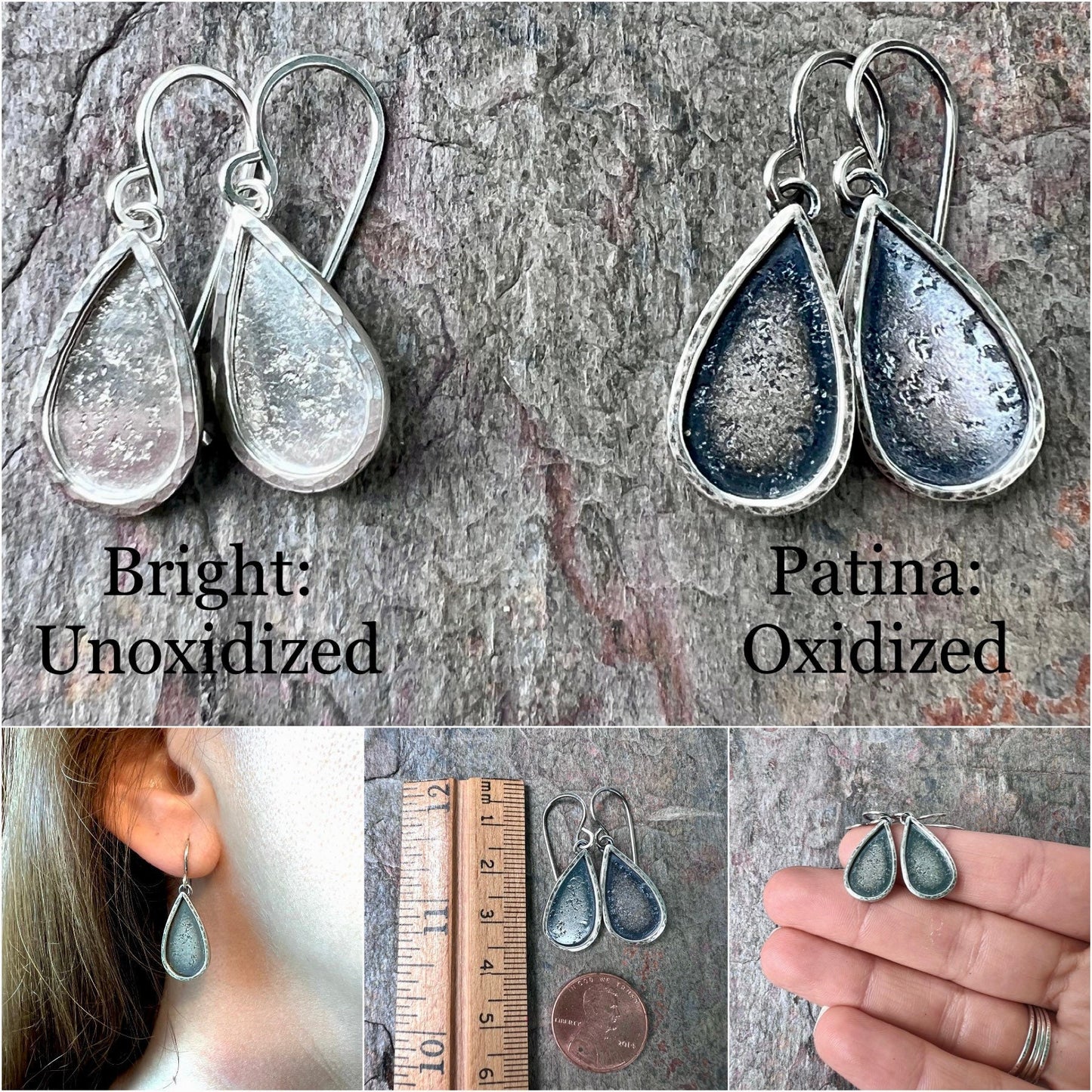 Sterling Silver Textured Teardrop Earrings