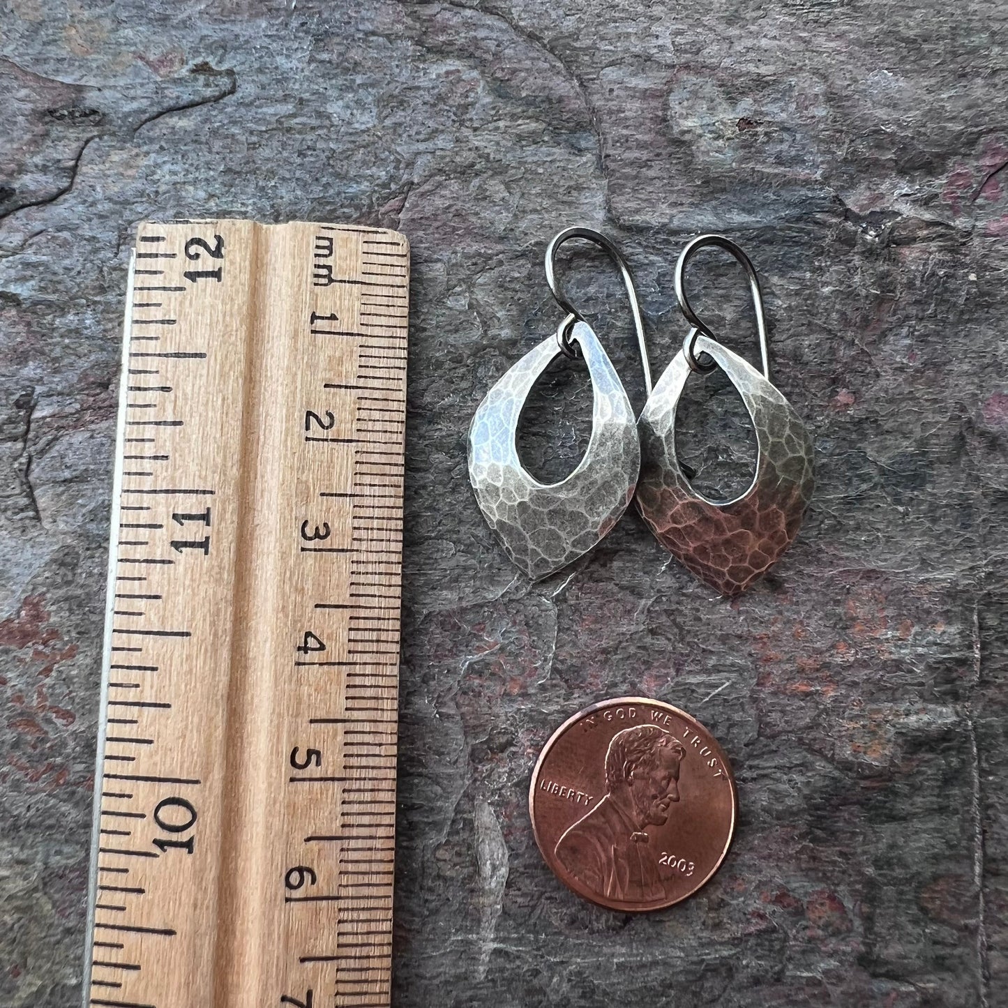Sterling Silver Hammered Curved Petal Earrings