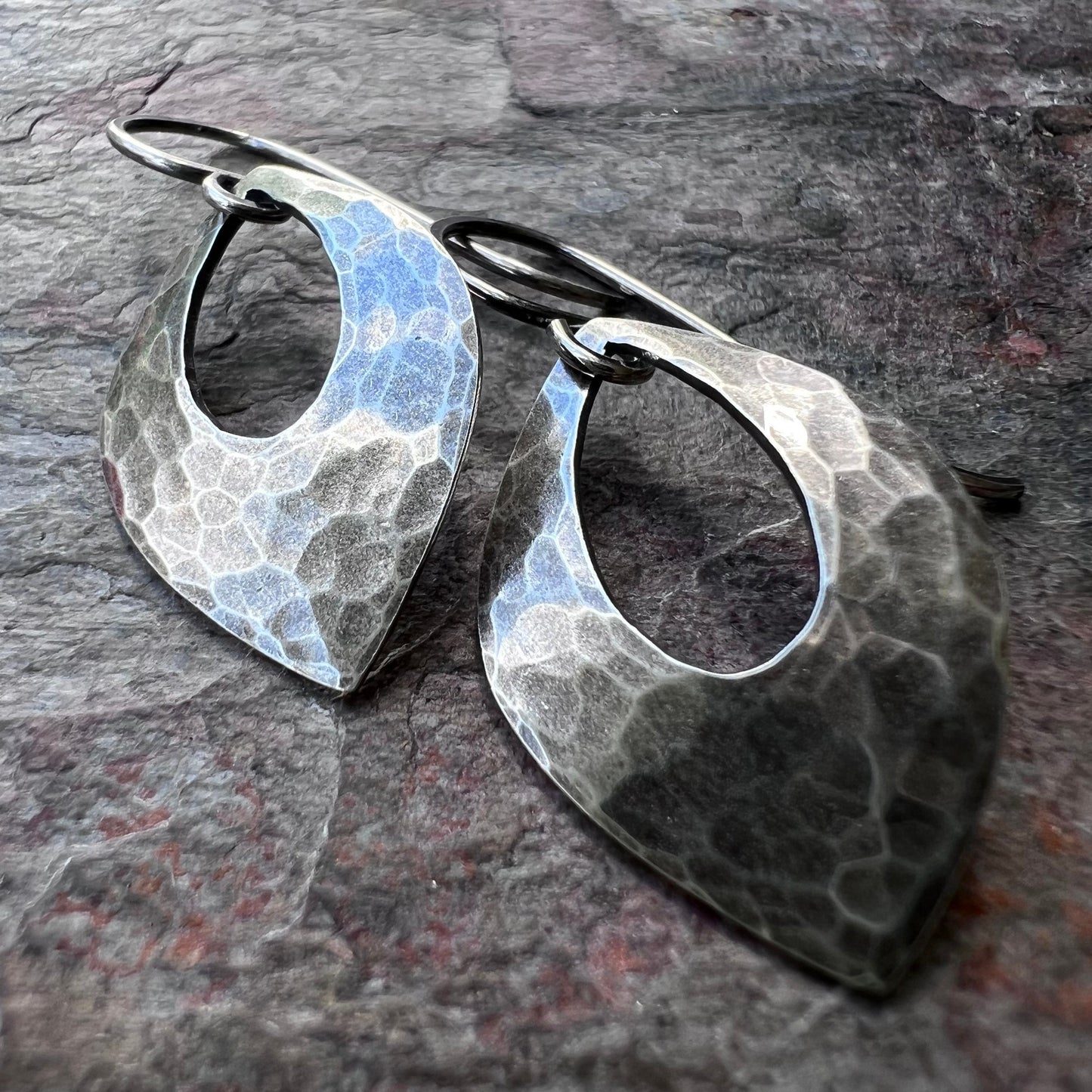 Sterling Silver Hammered Curved Petal Earrings