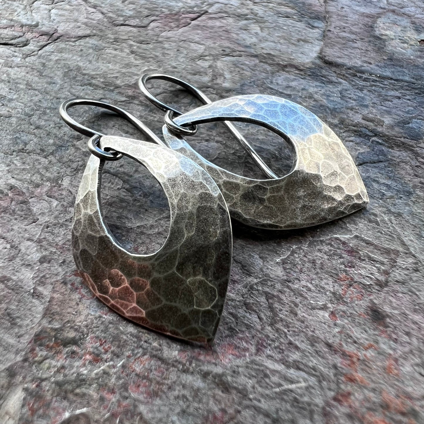 Sterling Silver Hammered Curved Petal Earrings