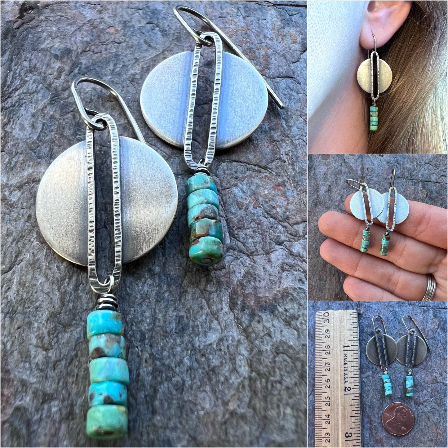 Sterling Silver Turquoise Heishi Bead Earrings