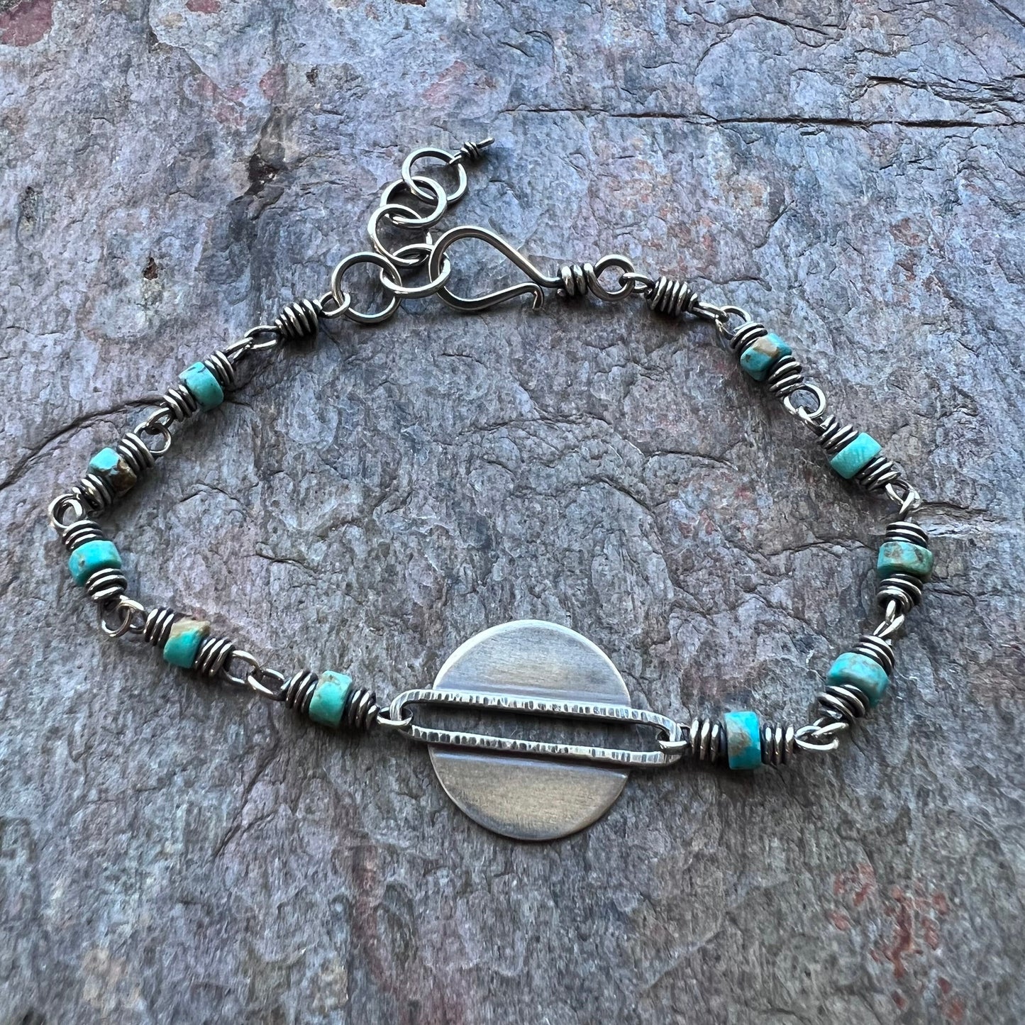 Stering Silver Turquoise Heishi Bead Bracelet