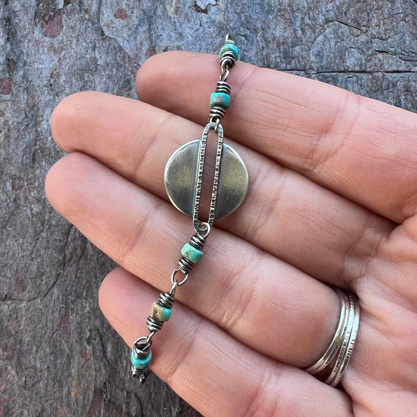 Stering Silver Turquoise Heishi Bead Bracelet