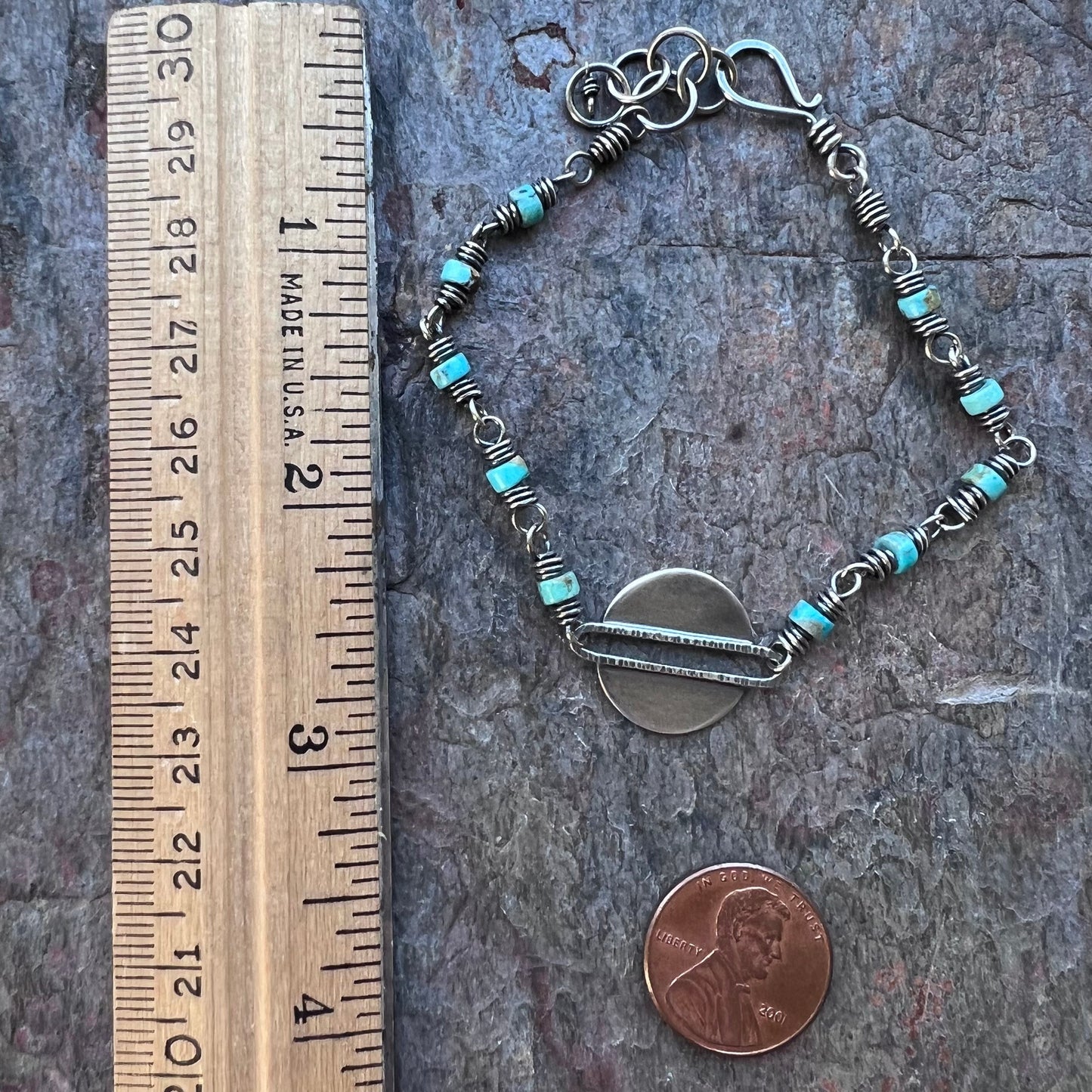 Stering Silver Turquoise Heishi Bead Bracelet