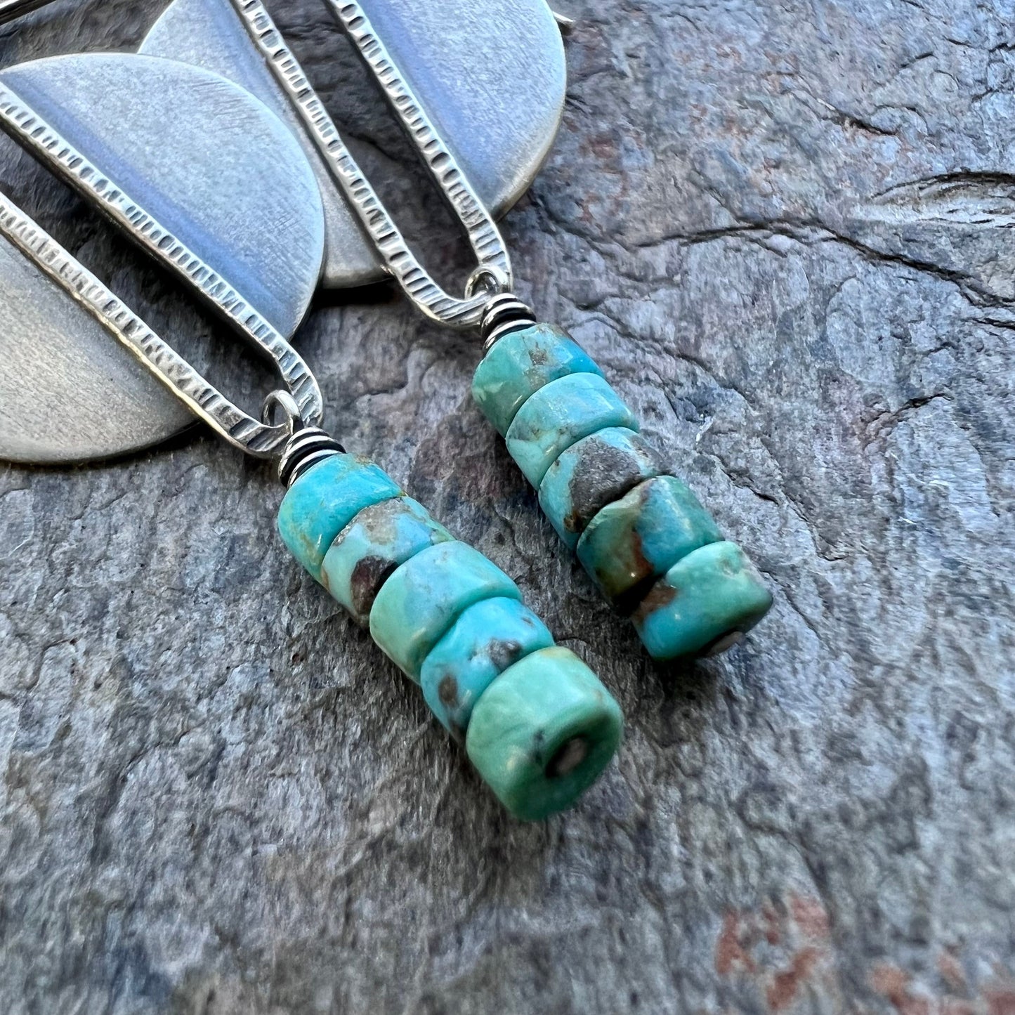 Sterling Silver Turquoise Heishi Bead Earrings