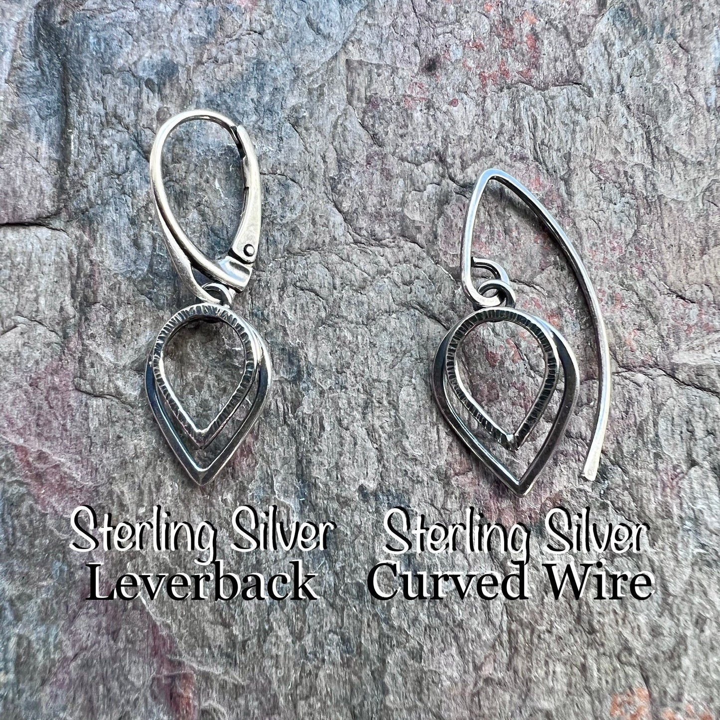 Sterling Silver Petal Earrings - Small Lightweight Everyday Dangle Earrings