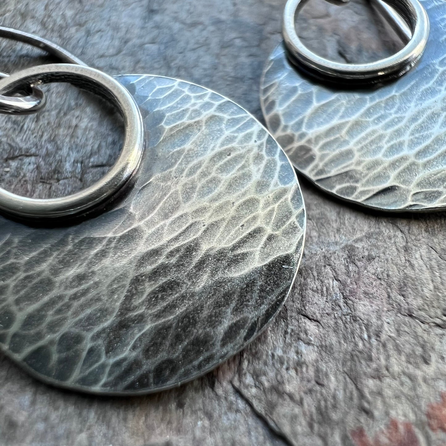 Sterling Silver Hammered Circle Earrings - Handmade Sterling Silver Earrings