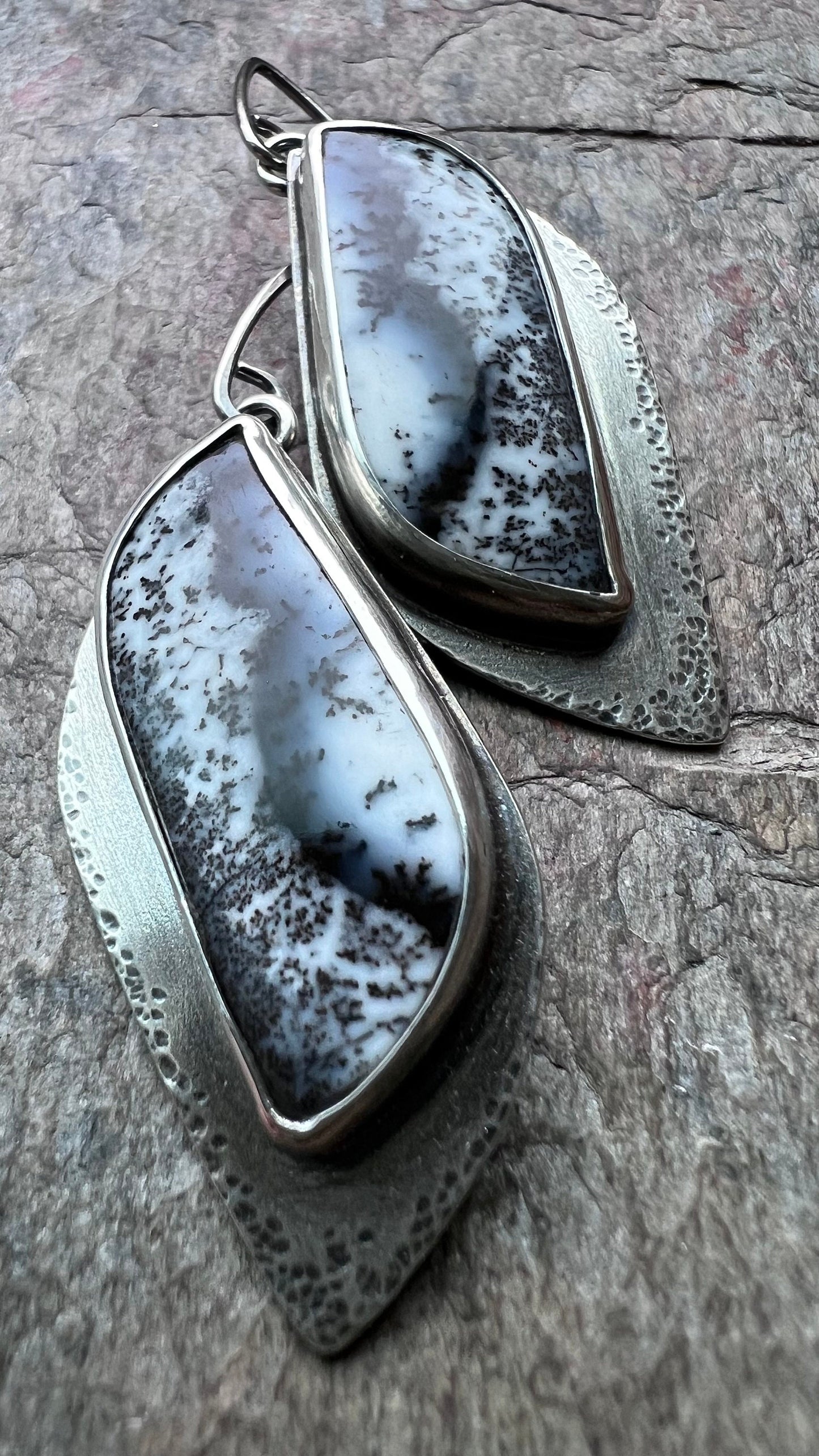 Dendritic Opal Sterling Silver Earrings - Handmade One-of-a-kind Earrings