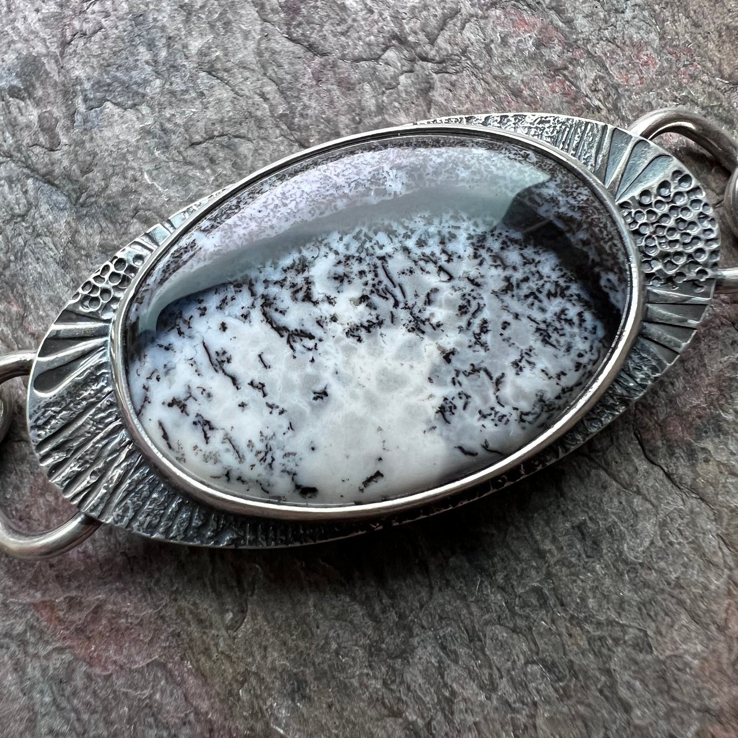 Dendritic Opal Sterling Silver Bracelet - Handmade One-of-a-kind Bracelet