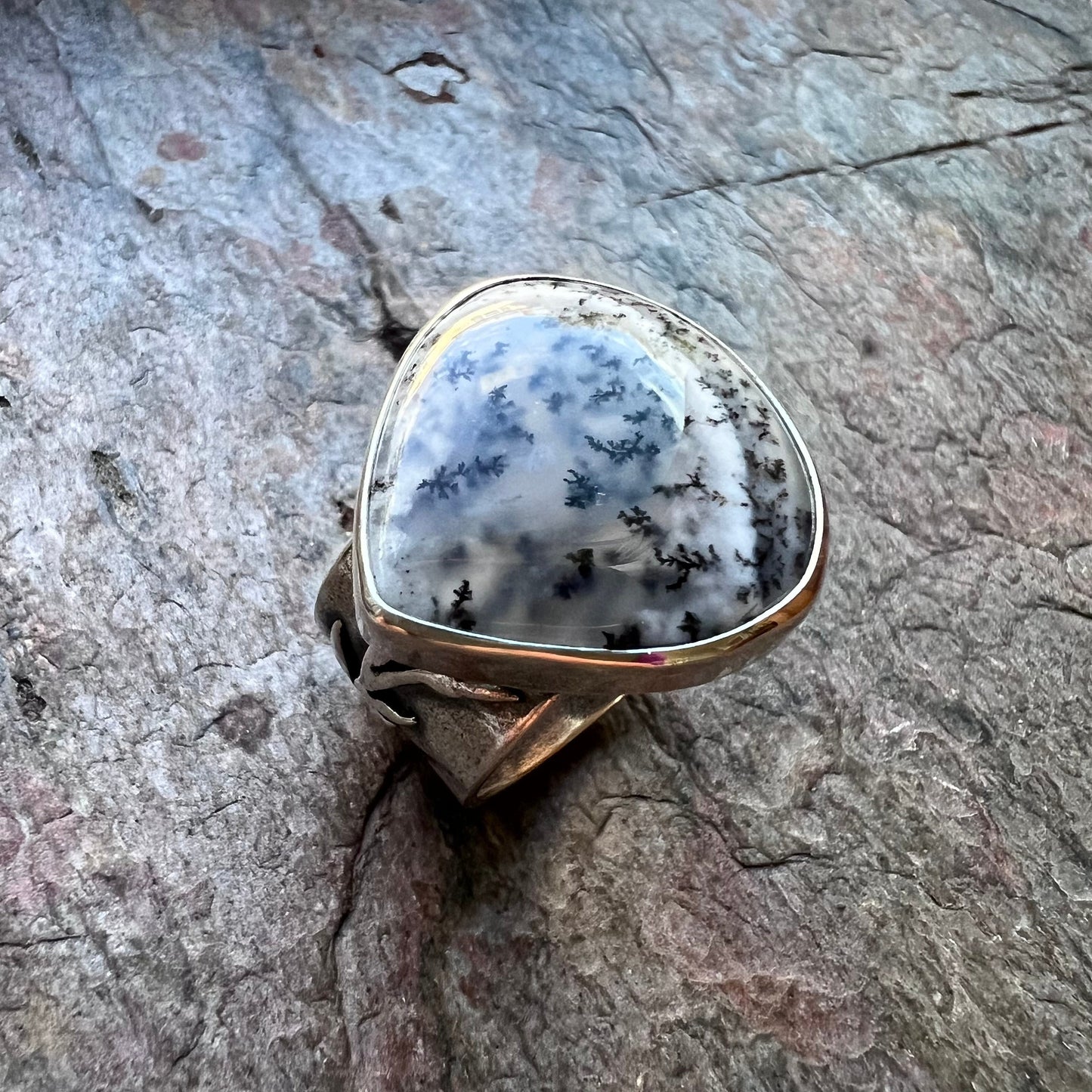 Dendritic Opal Sterling Silver Ring Handmade One of a kind Ring