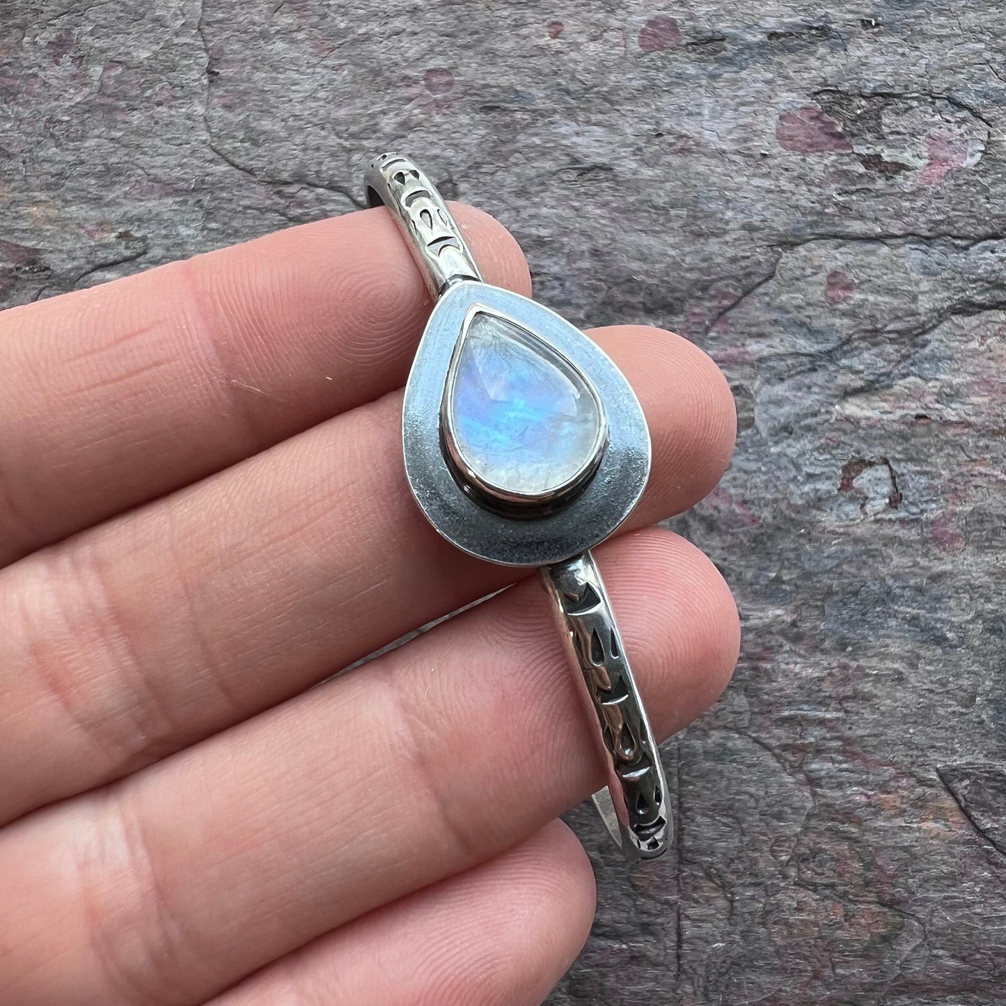 Rainbow Moonstone Sterling Silver Bracelet - Handmade One-of-a-kind Bracelet