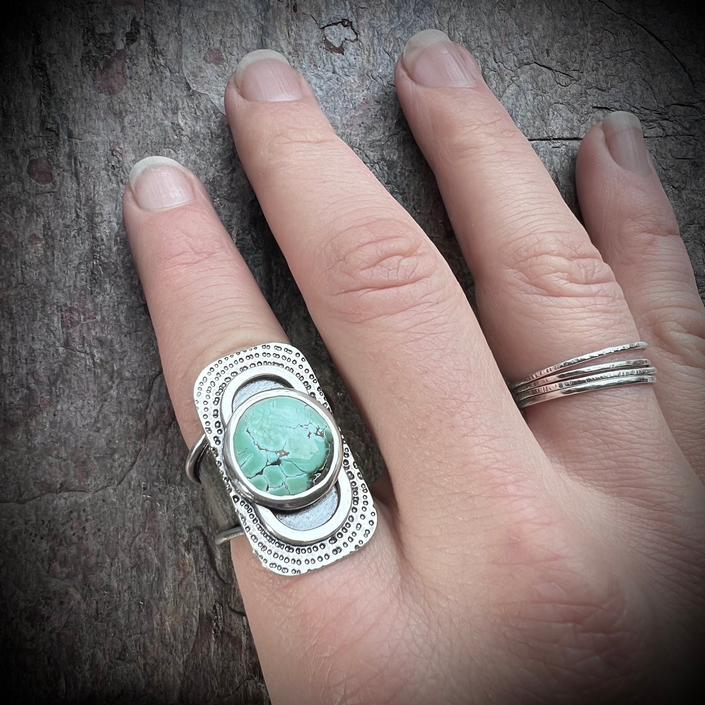 Turquoise Sterling Silver Ring - Genuine Turquoise Handmade One-of-a-kind Artisan Ring
