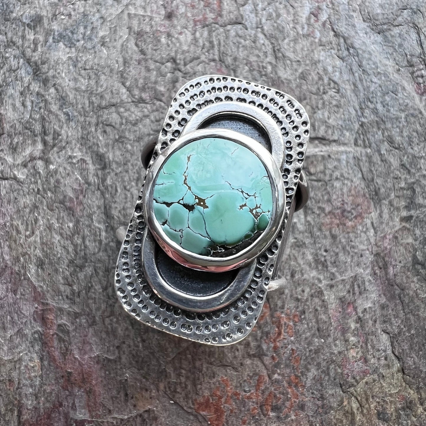 Turquoise Sterling Silver Ring - Genuine Turquoise Handmade One-of-a-kind Artisan Ring