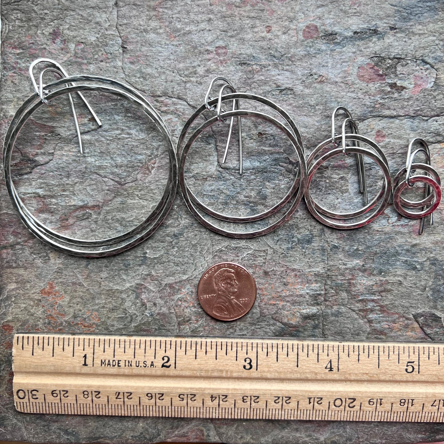 Sterling Silver Hammered Hoops - Available in 4 Sizes