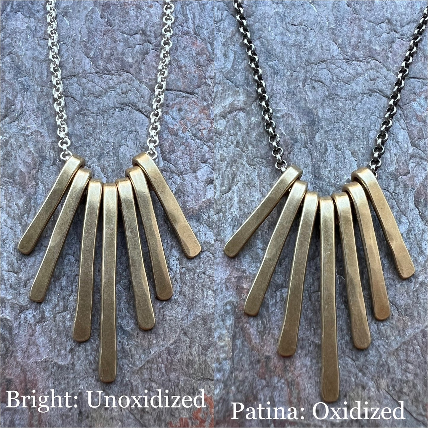Sterling Silver and Brass Mixed Metal Fringe Necklace