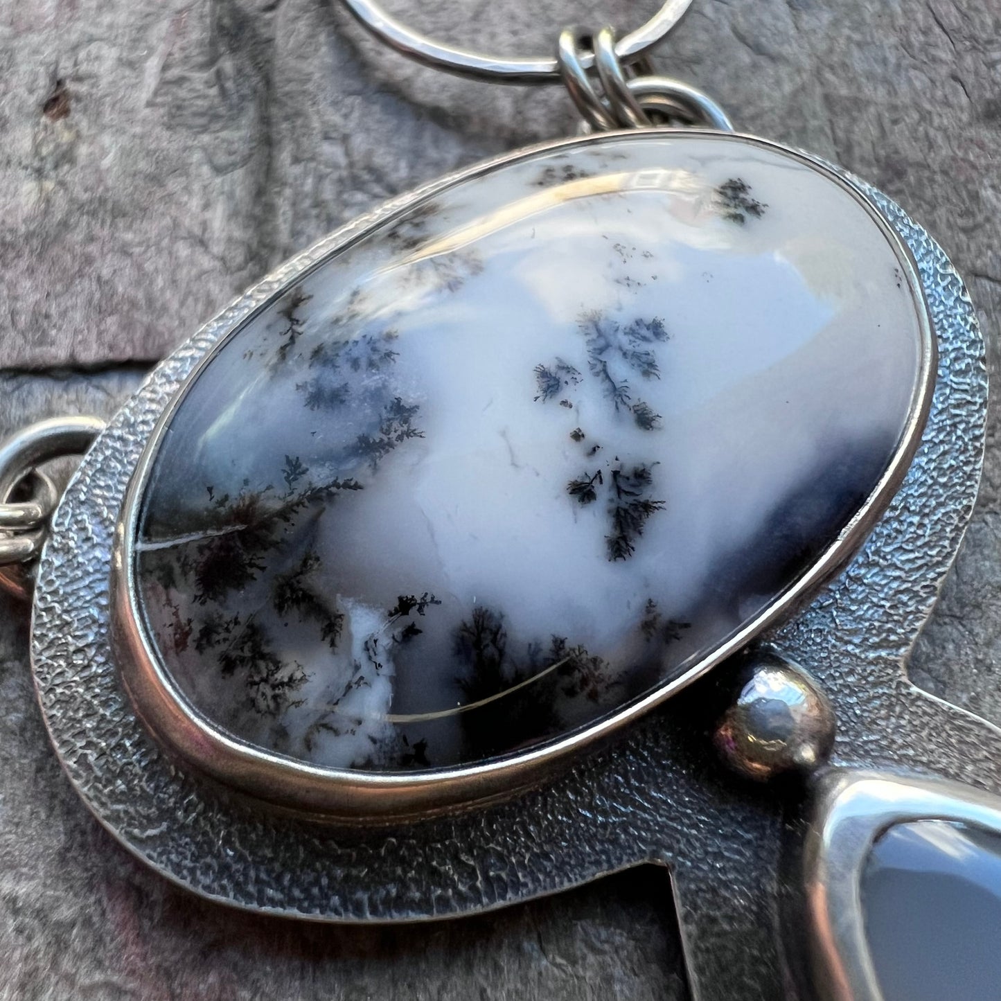 Dendritic Opal and Chalcedony Sterling Silver Necklace - Handmade One-of-a-kind Pendant on Sterling Silver Chain