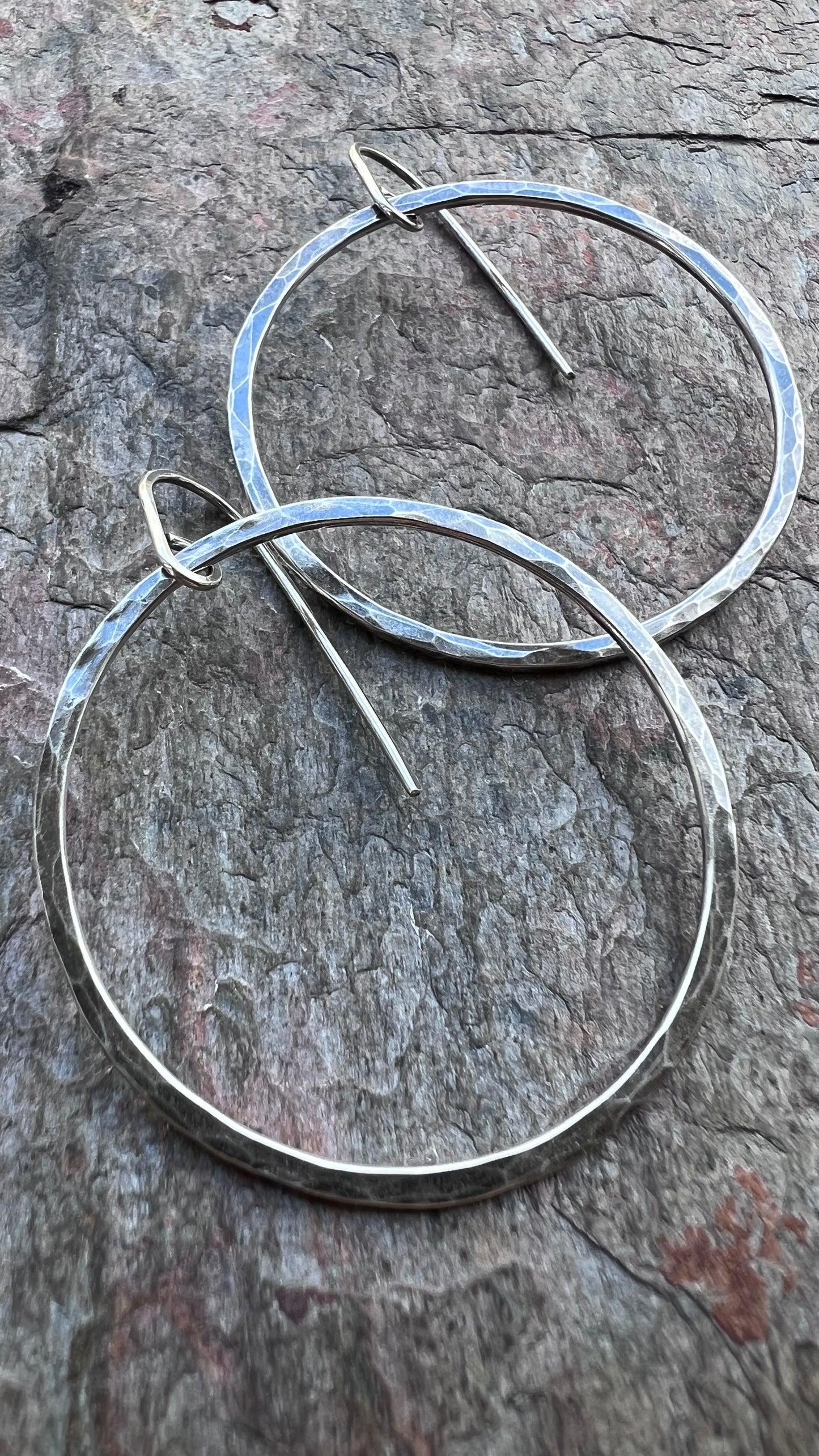 Sterling Silver Hammered Hoops - Available in 4 Sizes