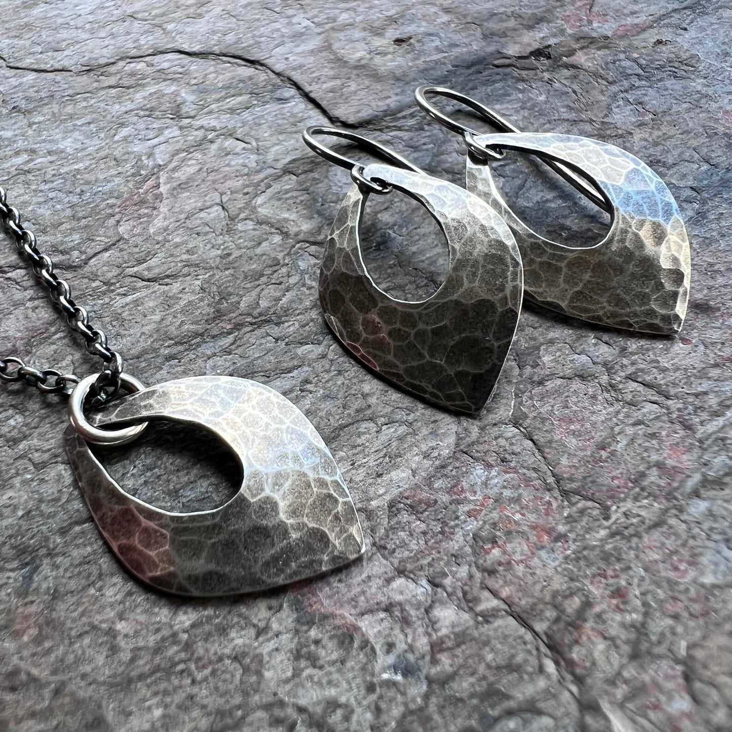 Sterling Silver Hammered Curved Petal Earrings