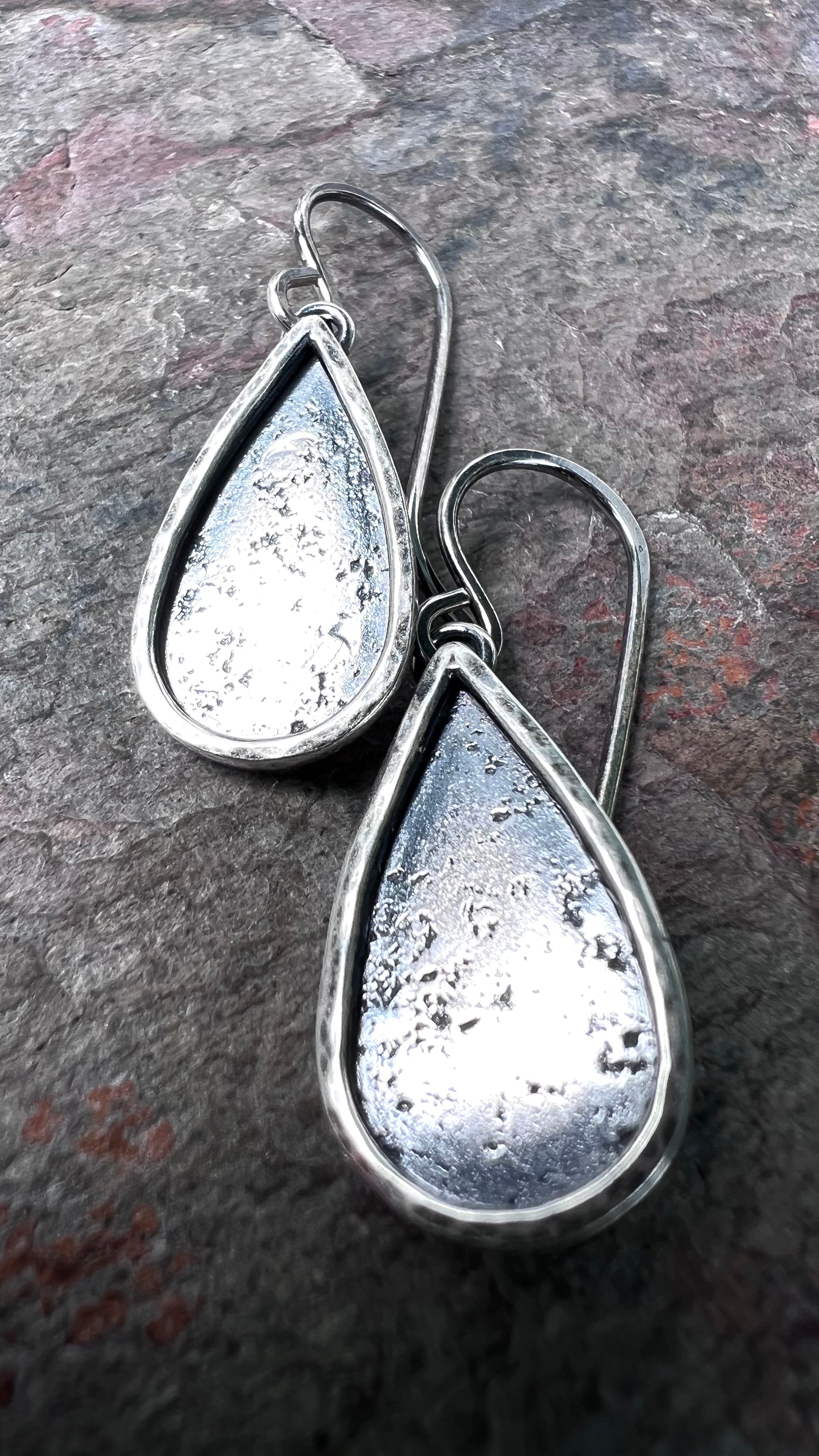 Sterling Silver Textured Teardrop Earrings