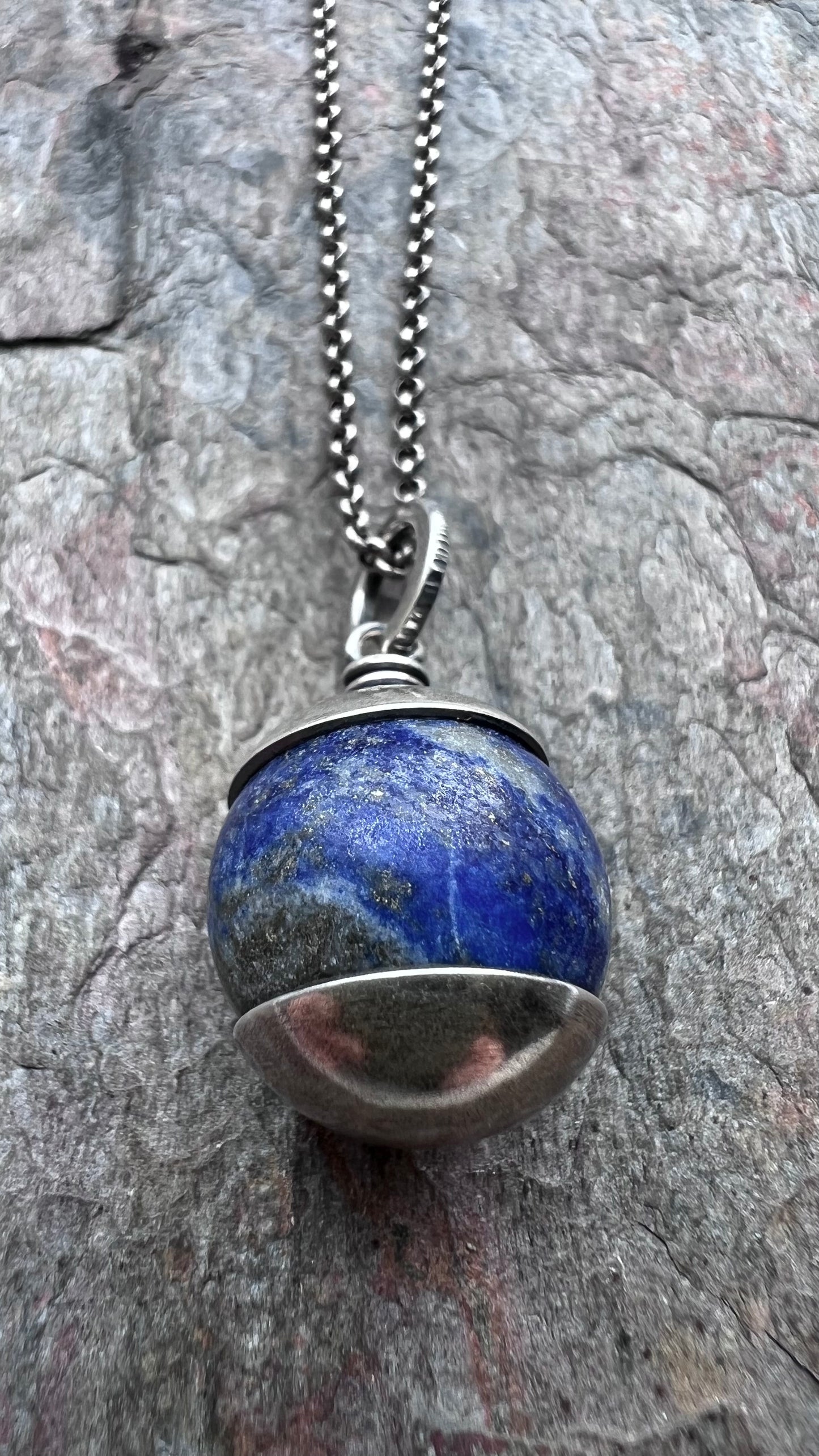 Lapis Lazuli Sterling Silver Necklace - Handmade Pendant on Sterling Silver Chain