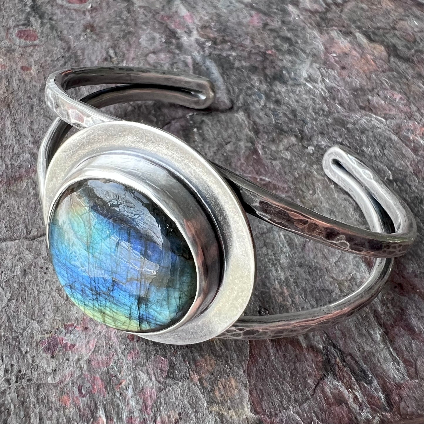 Labradorite Sterling Silver Bracelet - Handmade One-of-a-kind Bracelet