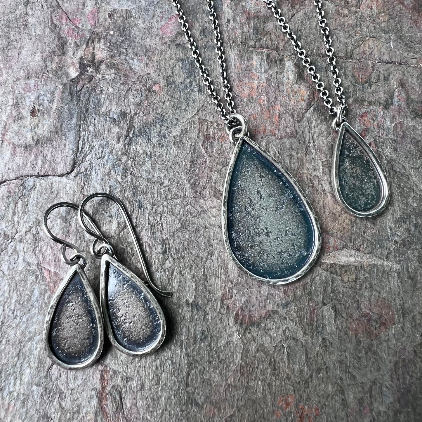 Sterling Silver Textured Teardrop Earrings