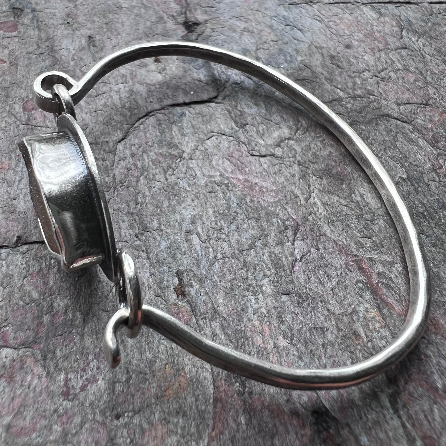 Druzy Sterling Silver Bracelet - One-of-a-kind Agate Druzy Hinged Tension Cuff Bracelet