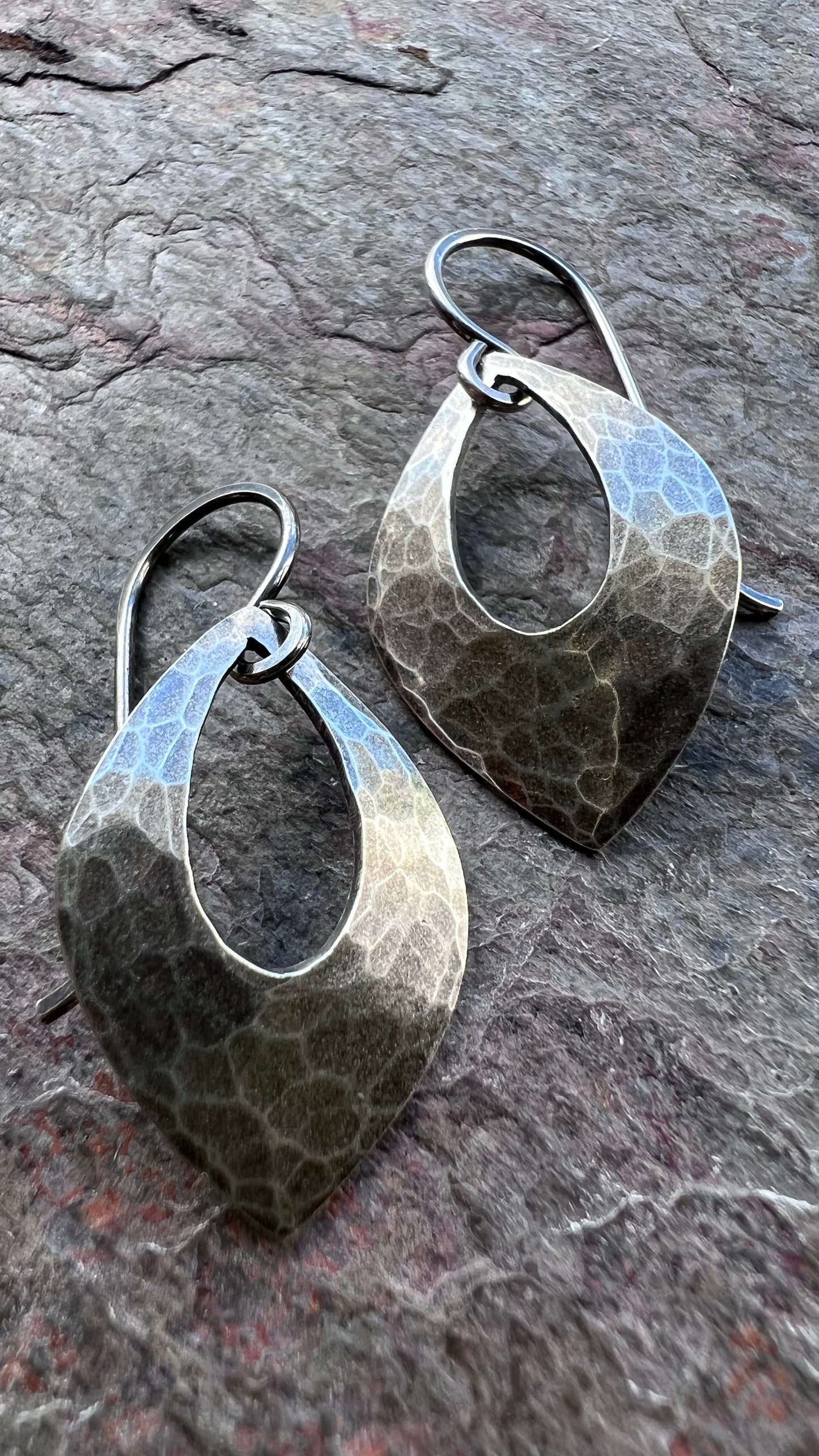 Sterling Silver Hammered Curved Petal Earrings