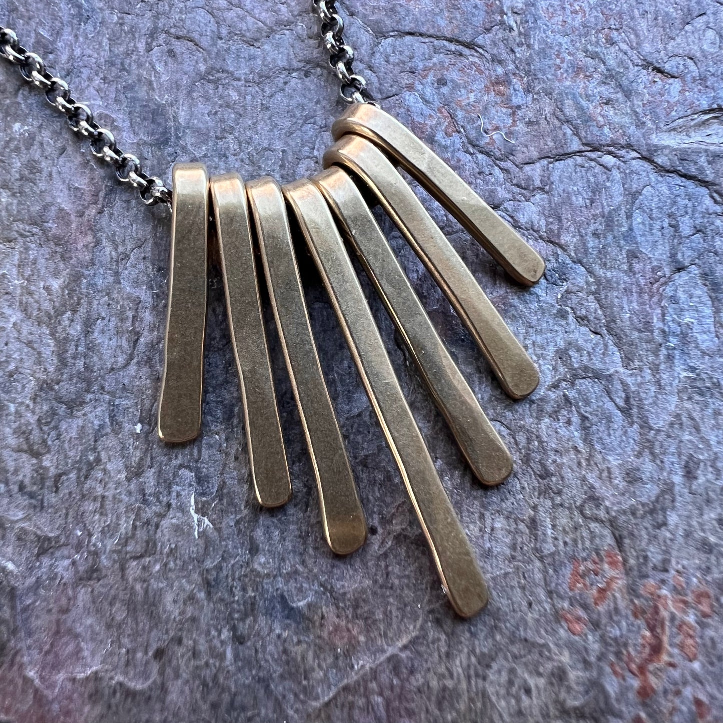 Sterling Silver and Brass Mixed Metal Fringe Necklace