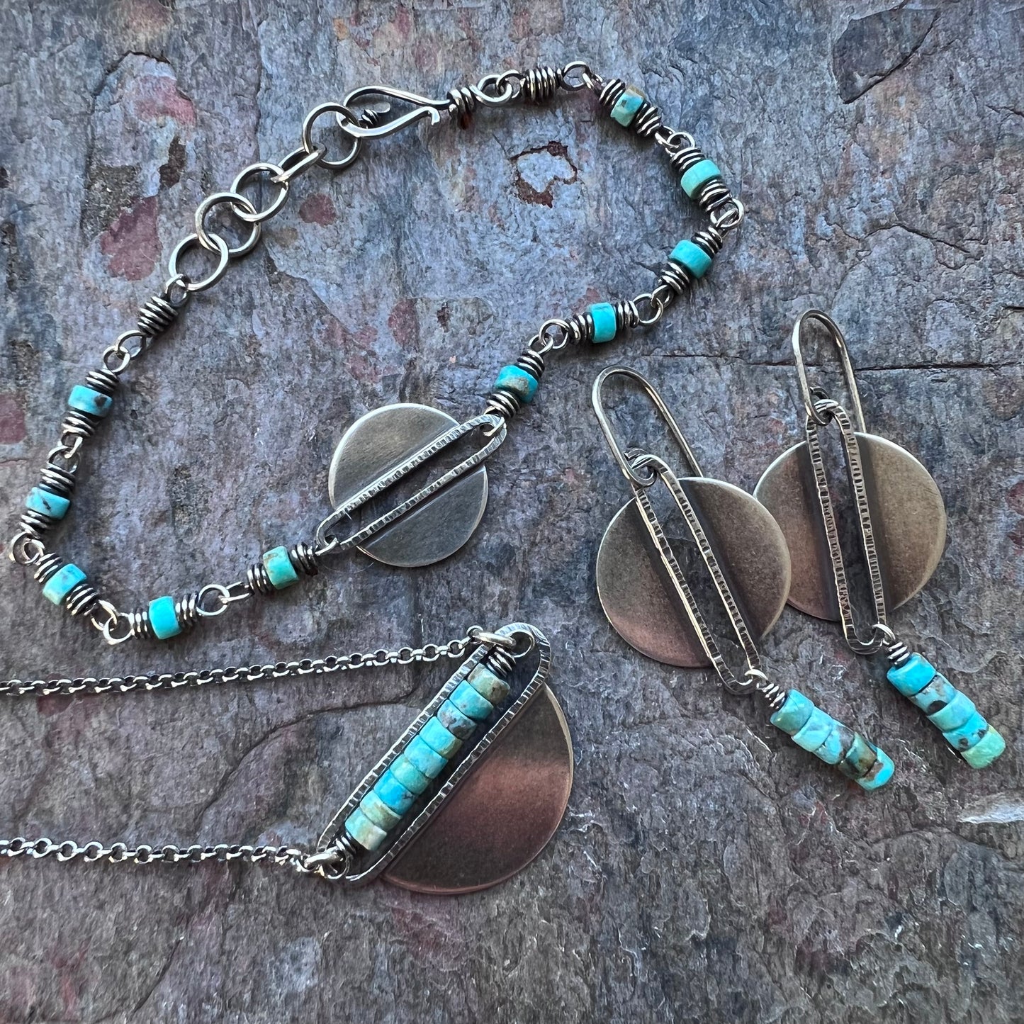 Stering Silver Turquoise Heishi Bead Bracelet