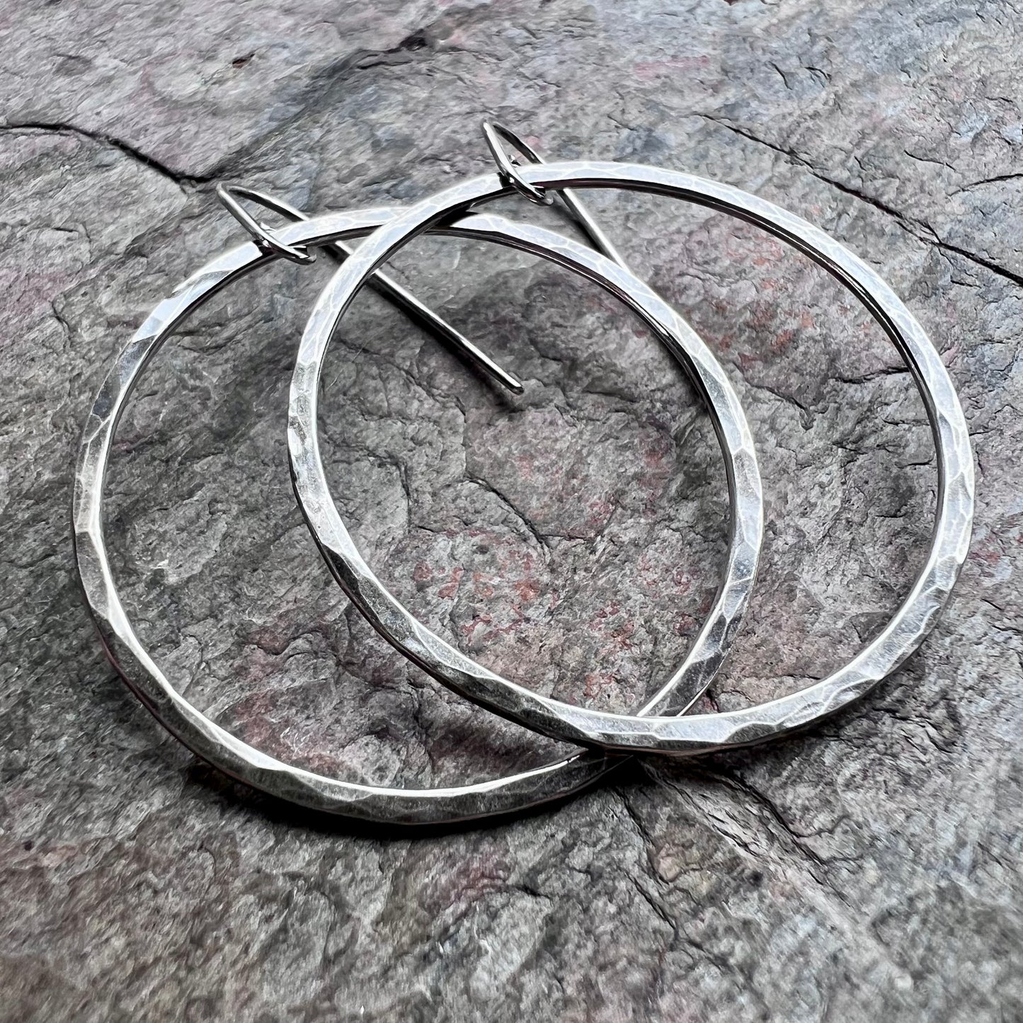 Sterling Silver Hammered Hoops - Available in 4 Sizes