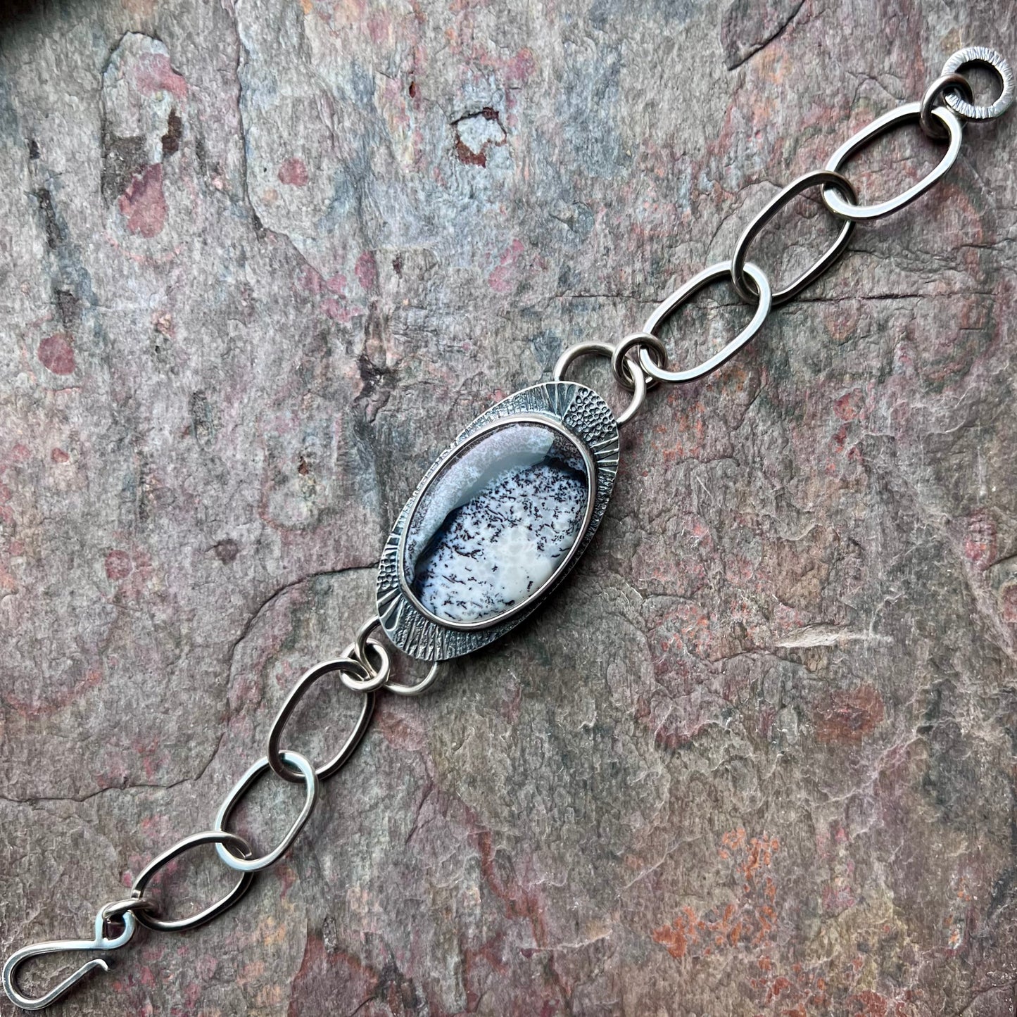 Dendritic Opal Sterling Silver Bracelet - Handmade One-of-a-kind Bracelet
