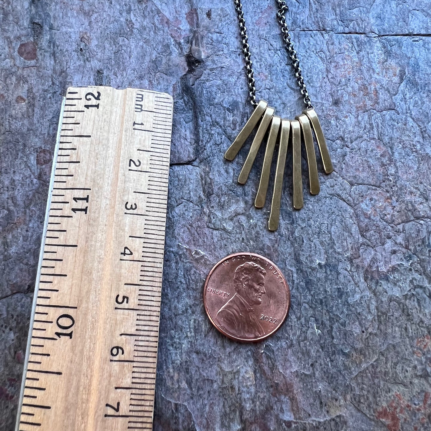 Sterling Silver and Brass Mixed Metal Fringe Necklace