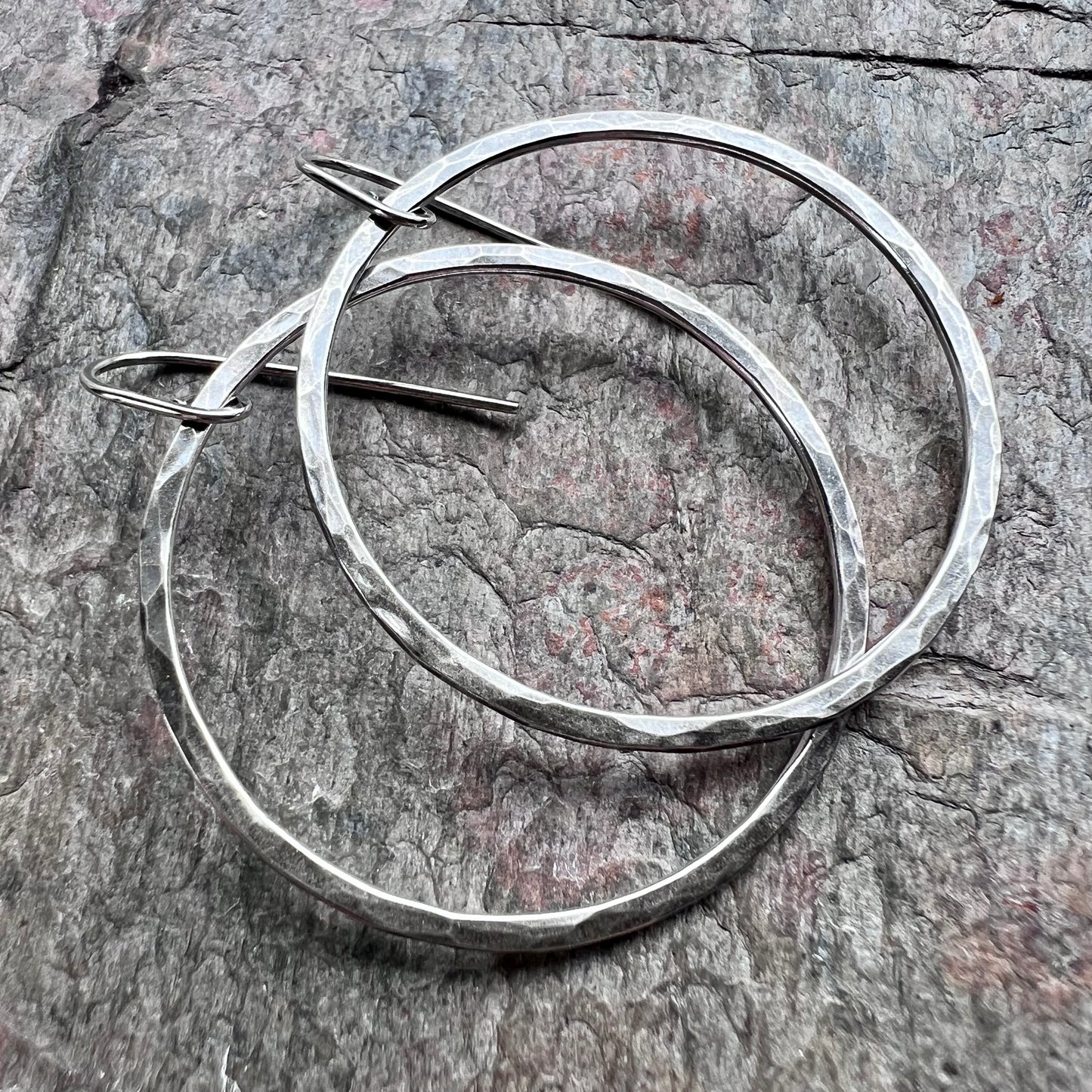 Sterling Silver Hammered Hoops - Available in 4 Sizes