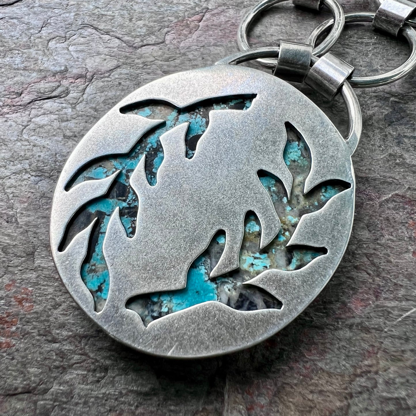 Turquoise Sterling Silver Necklace - Handmade One-of-a-kind Pendant on Genuine Leather Cord