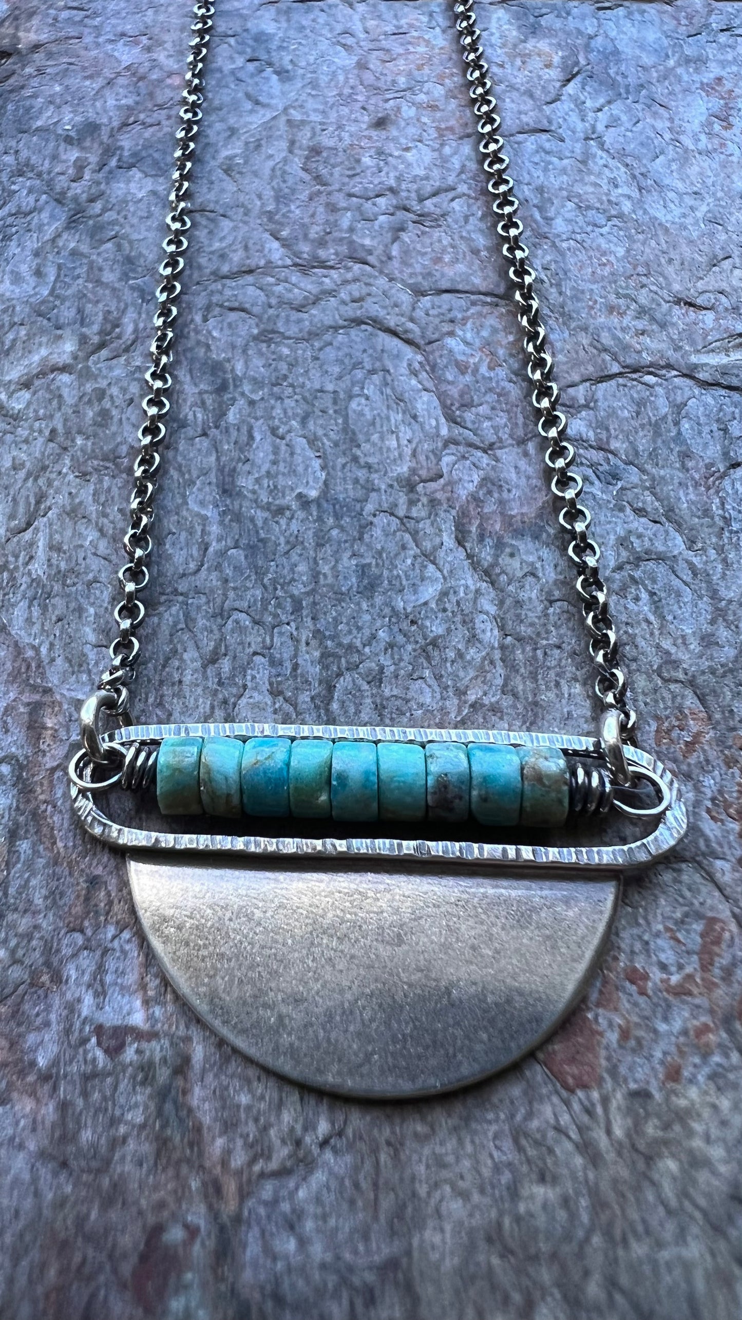 Sterling Silver Turquoise Heishi Bead Necklace