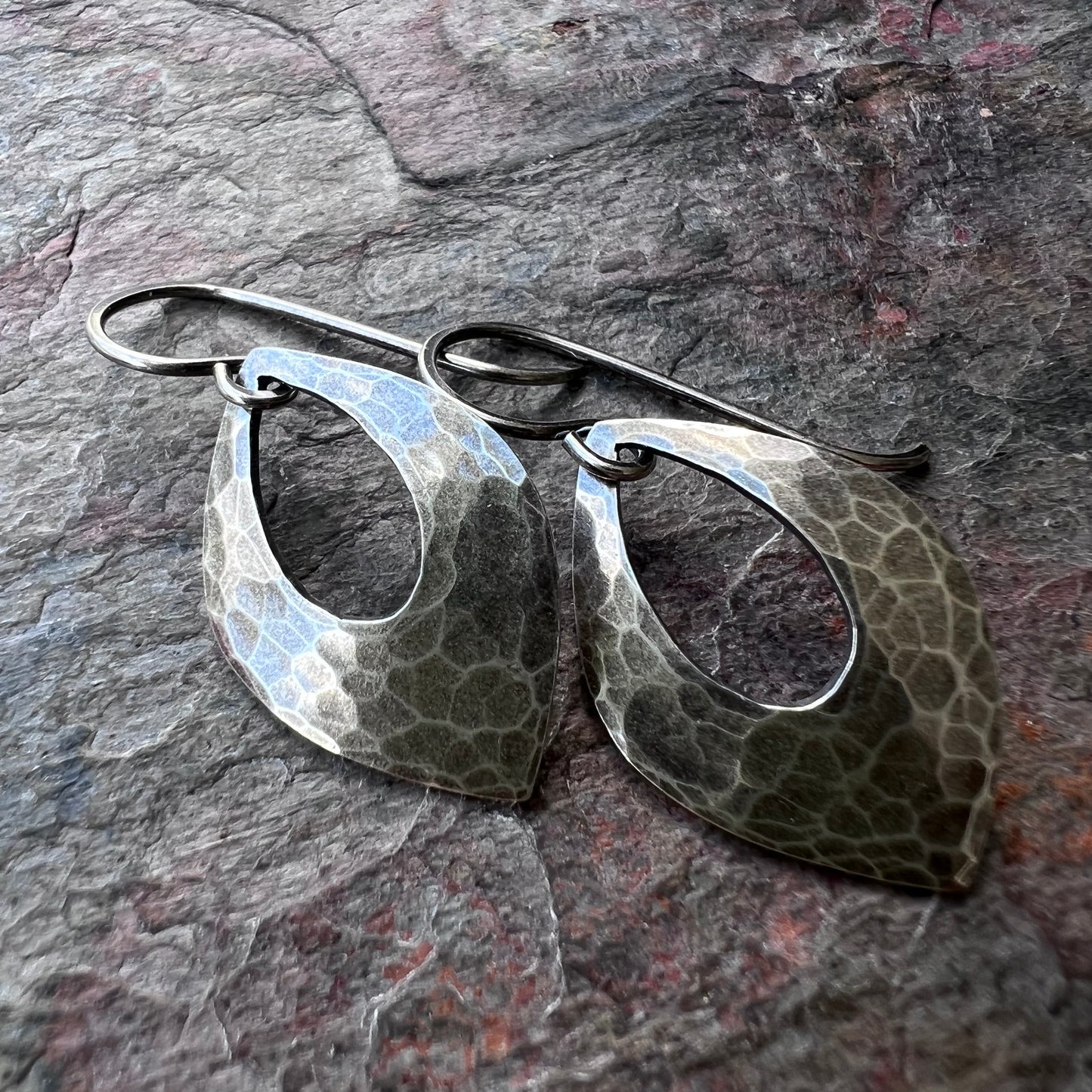 Sterling Silver Hammered Curved Petal Earrings