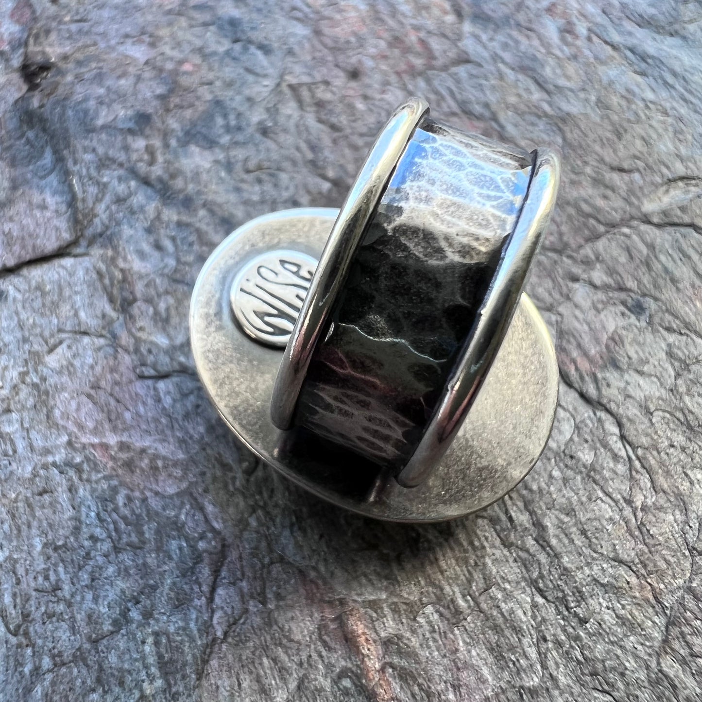 Labradorite Sterling Silver Ring - Handmade One-of-a-kind Labradorite Statement Ring on Hammered Silver Band - Size 10